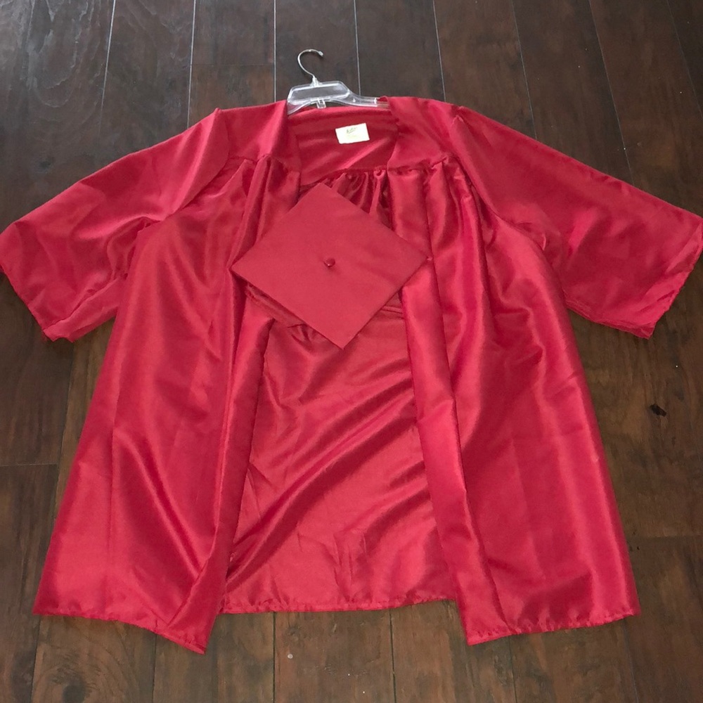 Red Graduation Cap and Gown